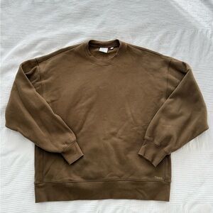 TNA Olive Cozy Fleece Crewneck Sweater
